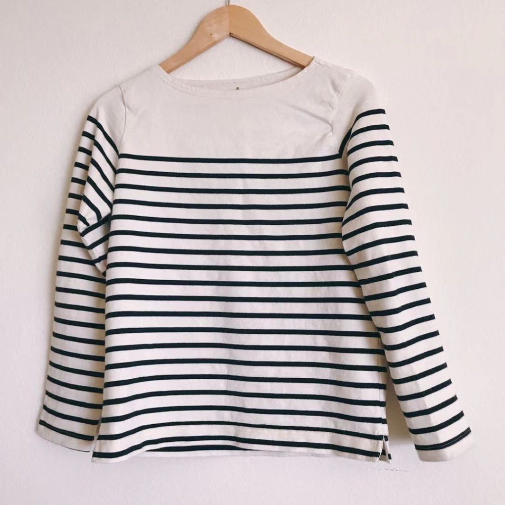 Muji Stripe Cotton Long Sleeve Shirt  Size M